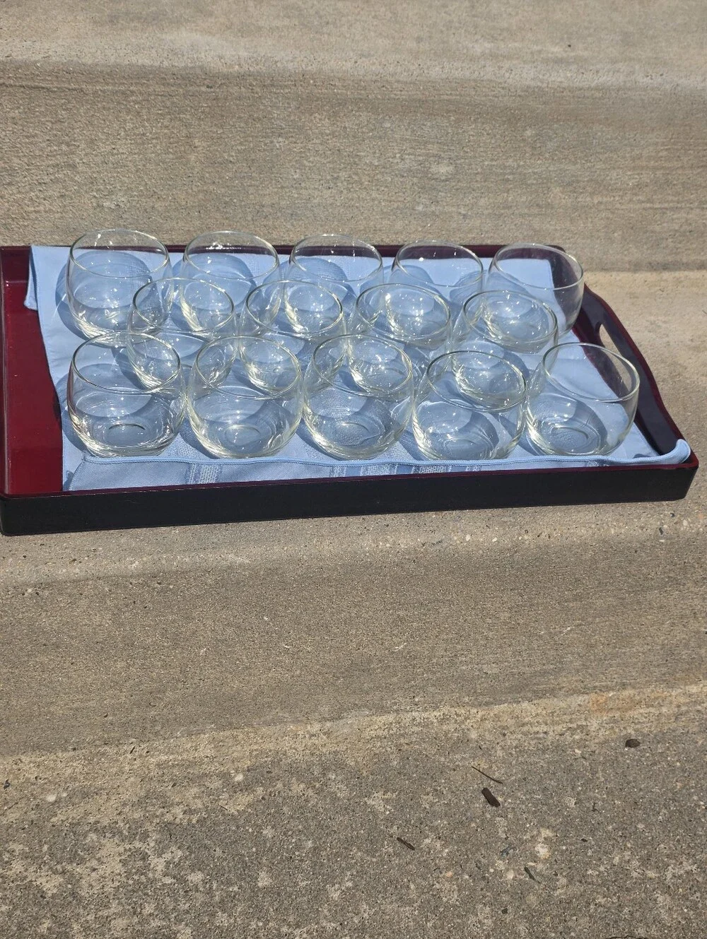 Rolly poly clear bintage glass tumblers, set of 14